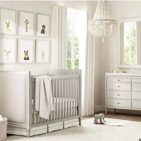 Restoration Hardware Washed Diamond Matlesse Crib Skirt in Petal