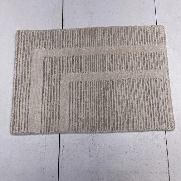 Restoration Hardware Oatmeal Parallel Border Sample Rug