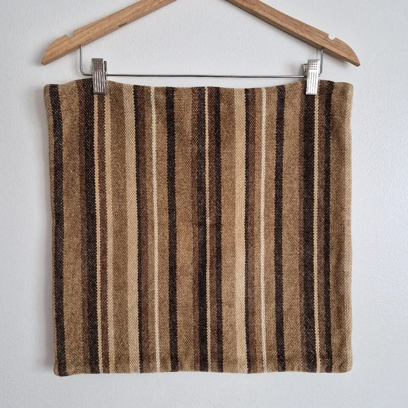 Restoration Hardware Striped Caramel Chocolqte Brown Pillow Cover