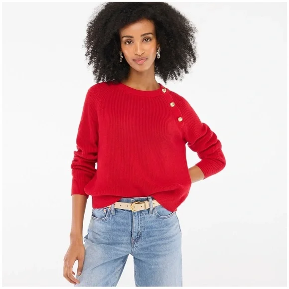 J. Crew button raglan crewneck sweater, Size L