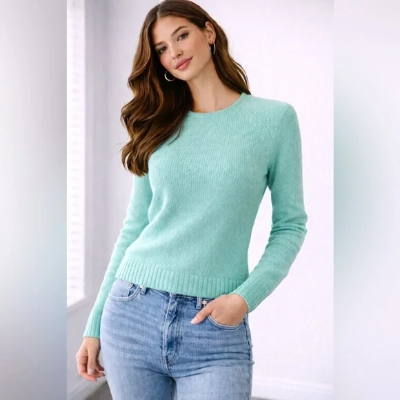 J.Crew Ribbed Crew Neck Wool Knit Sweater – Mint Green – XS new without tags