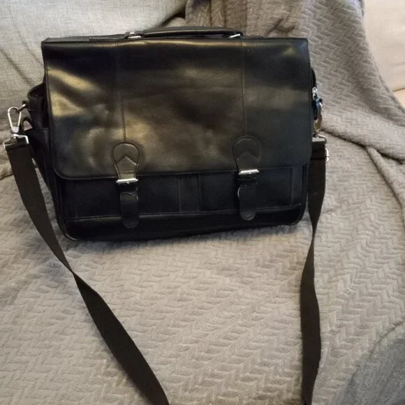 Wilson's Leather Black Leather shoulder strap Briefcase