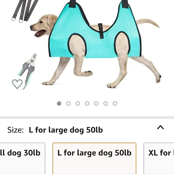 Dog nail grooming hammock, size Large, blue, New in package