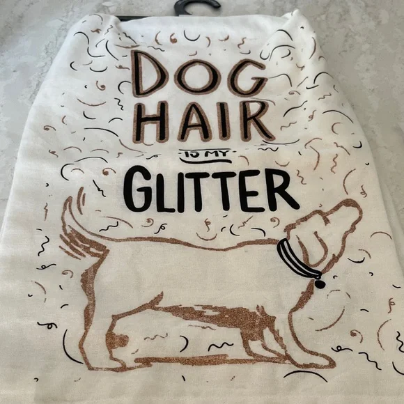 Dog Hair is My Glitter Towel - White and Brown