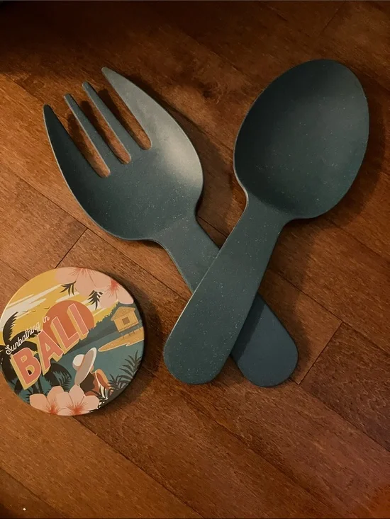 Green Eco-Friendly Serving Spoon and Fork Set