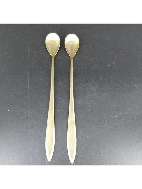 Dirigold Regal Long Handle Spoon Set 2 Dirilyte Alloy Satin Ice Tea Coffee Cream
