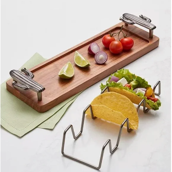 THE CELLAR Southwest Cactus-Handled Wood Taco Tray, Created for Macy's