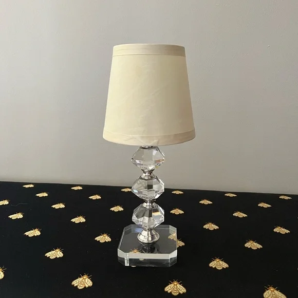 Restoration Hardware Crystal Candle Holder with Cream Shade