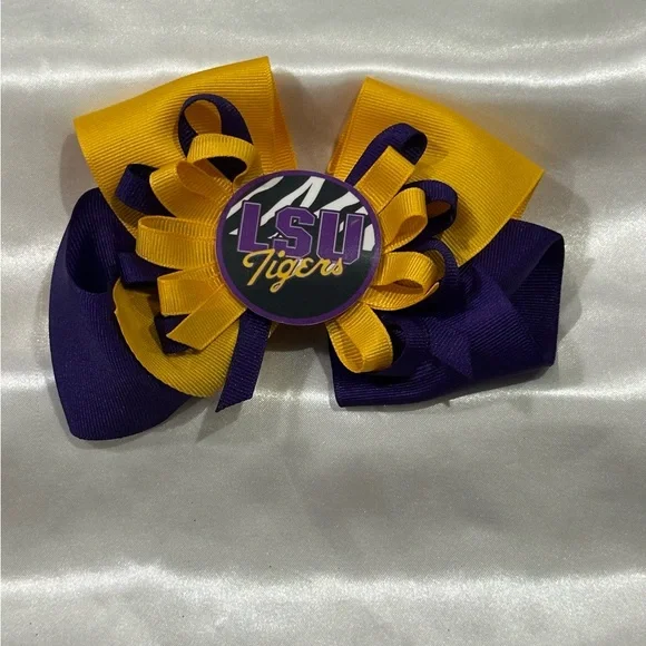 LSU. Purple and Gold Kids Hair Bow- bundle 2+ and save on shipping.