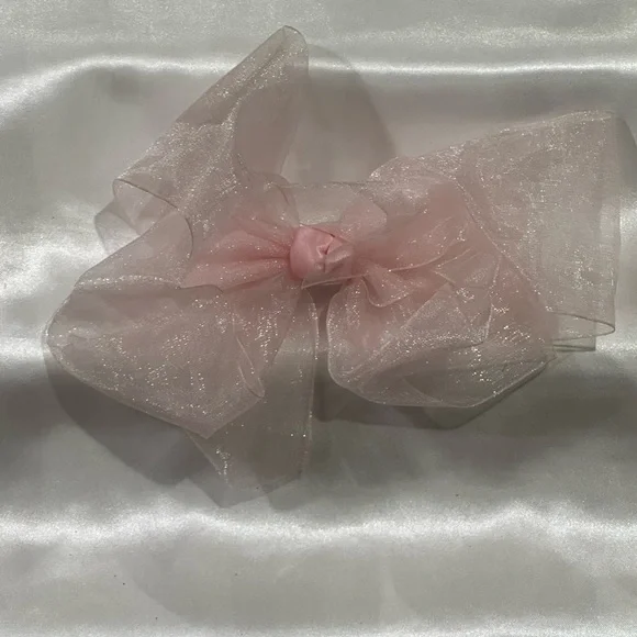 Sheer Pale Pink Organza Statement Bow - bundle 2+ and save on shipping.