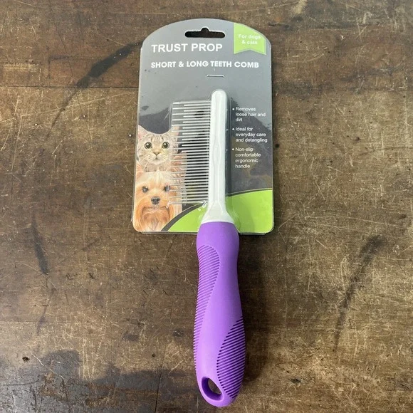 Pet Comb, Long and Short Teeth Comb for Dogs & Cats, Removes Loose Pet Hair