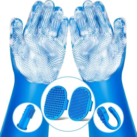 6PCS Pet Grooming Kit for Dogs,Cats and Horses | Dog Washing Gloves | Dog Bath B