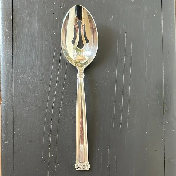 Waterford Padova Silver Stainless Steel Pierced Serving Spoon Utensil