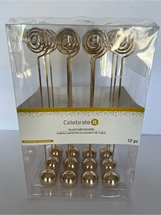 Celebrate It Metallic Gold Spiral Place Card Holders - 12 Pack