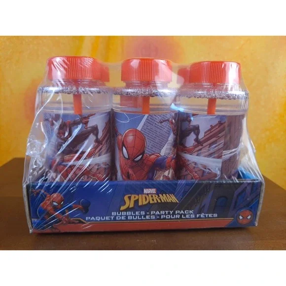 Set Of 6 Marvel Spider-Man Party Pack Bubbles 4oz Spiderman‎ Labeled Bottles