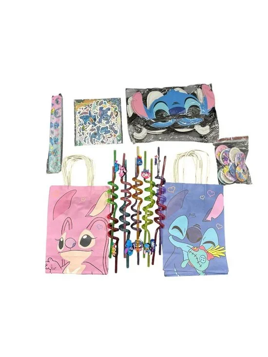 Lilo & Stitch Party Favor Set With Bags, Stickers, Masks, Straws, Slap Bracelets