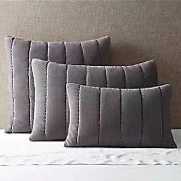 Restoration Hardware NWT velvet wide channel standard sham in grey stone