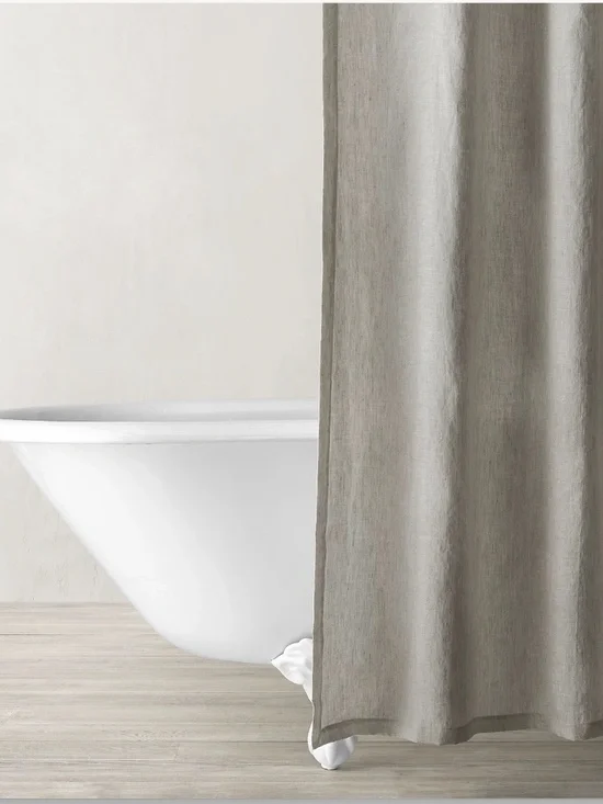 Restoration Hardware ITALIAN HERITAGE WASHED LINEN SHOWER CURTAIN In FOG