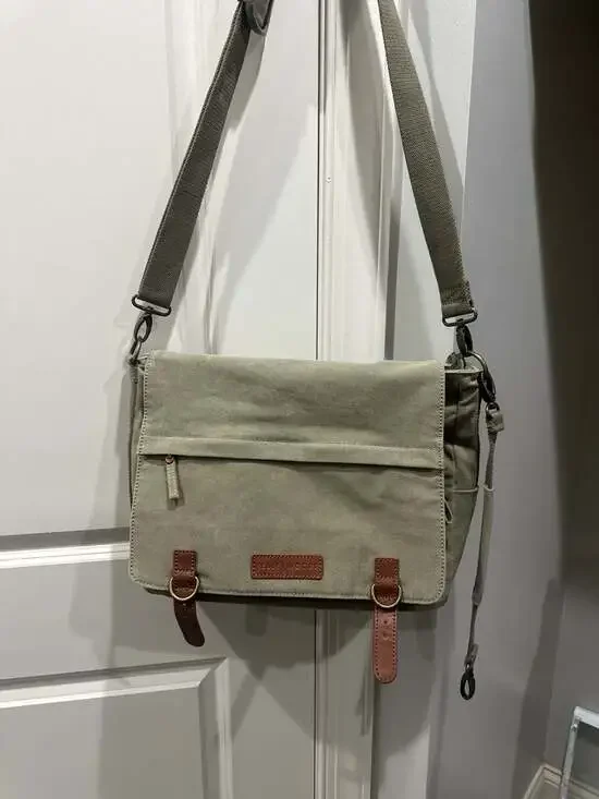 Kelly Moore Kate Sand Canvas Messenger Camera Bag