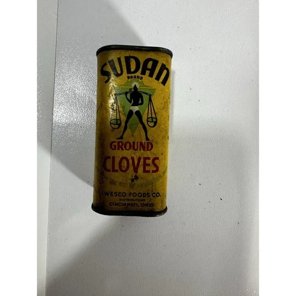 Sudan‎ Brand Ground Cloves Spice Metal Tin-VINTAGE