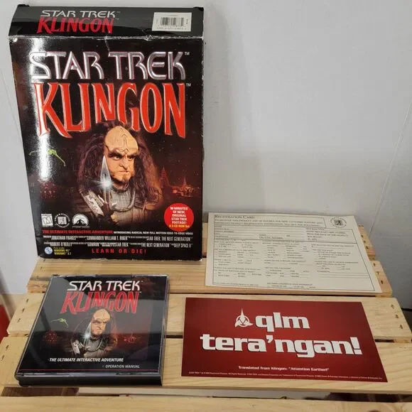 VINTAGE Star Trek Klingon 1996 PC Game w/ Box + Sticker