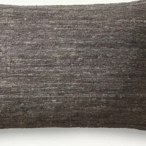 RH Restoration Hardware Seta Marled Raw Silk Lumbar Pillow in Charcoal