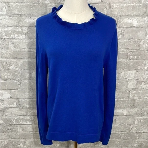 J.Crew Blue Ruffle Neck Sweater