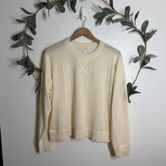 NWT J.Crew Cream Crew Neck Sweater