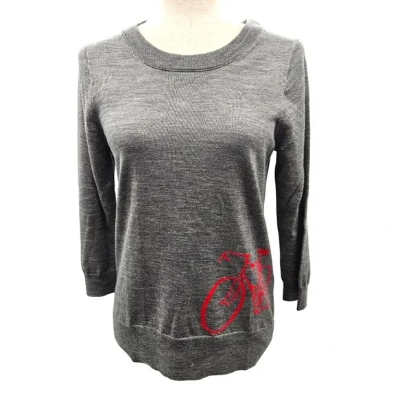 J. Crew Outlet Heather Gray Merino Wool Crewneck‎ Sweater Size Small