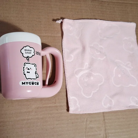 Pink Dog Grooming Paw Cleaner and Towel Set