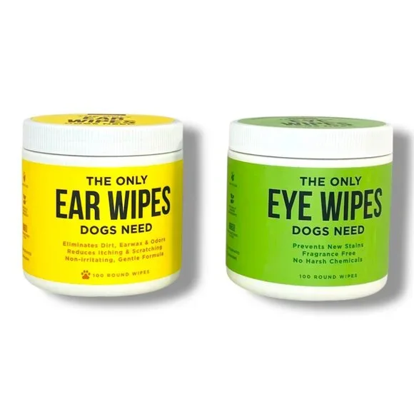 Natural Rapport Set with 200 Round Wipes, The Only Ear & Eye Wipes Dogs Need