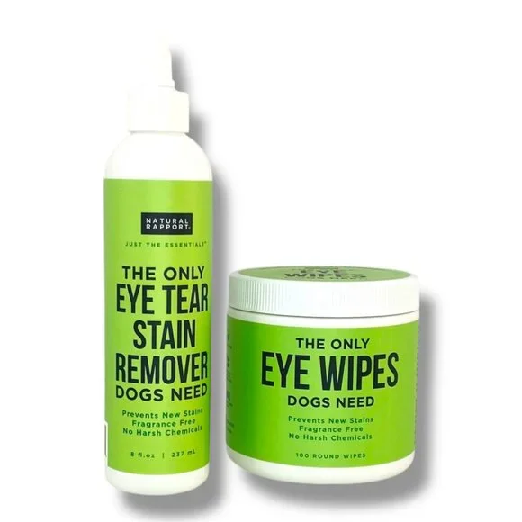 Natural Rapport Tear Stain Remover + Eye Wipes 