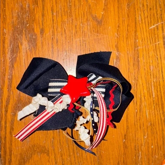 Navy and Red Hair Bow with Star Accent jojo Siwa Fourth of July 4th gold party