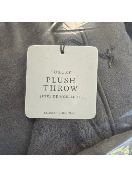 NEW Restoration Hardware Luxury Plush Throw Blanket FOG 45x65