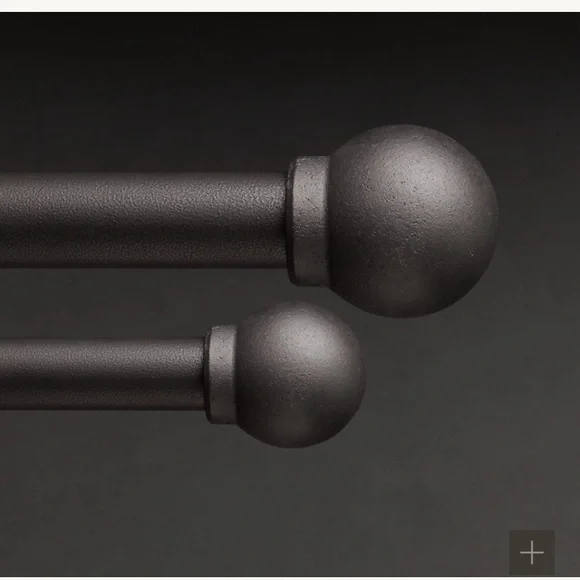 INDUSTRIAL HAND-FORGED BALL FINIALS SET 2 BLACKENED IRON restoration hardware