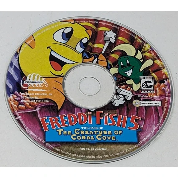 Freddi Fish 5 Creature Of Coral Cove (2001) PC CD ROM‎ Computer Video Game