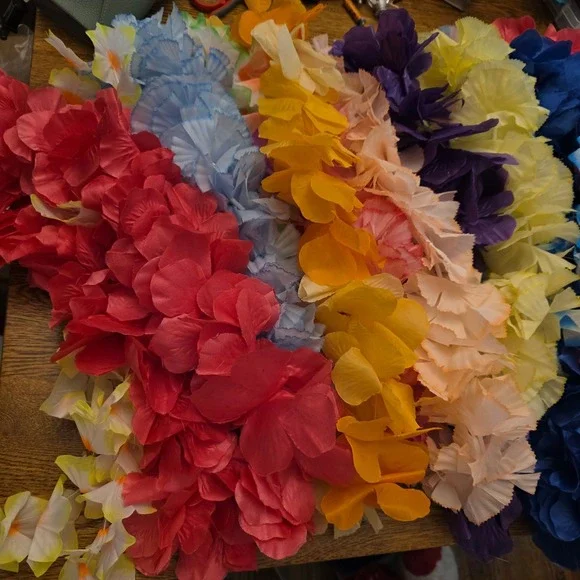 Lot of 24 Hawaiian Flower Leis Multicolor Tropical Luau Party Favors Bulk Set