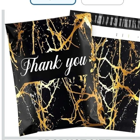 Black Gold Marble Thank You Poly‎ Mailers 10x13 Shipping Bags Self Seal