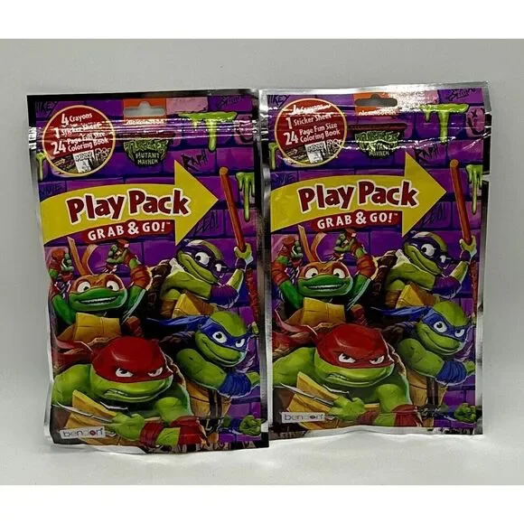 2 Ninja Turtles Grab & Go Play Packs‎ Crayons Stickers Coloring Book Party Favor