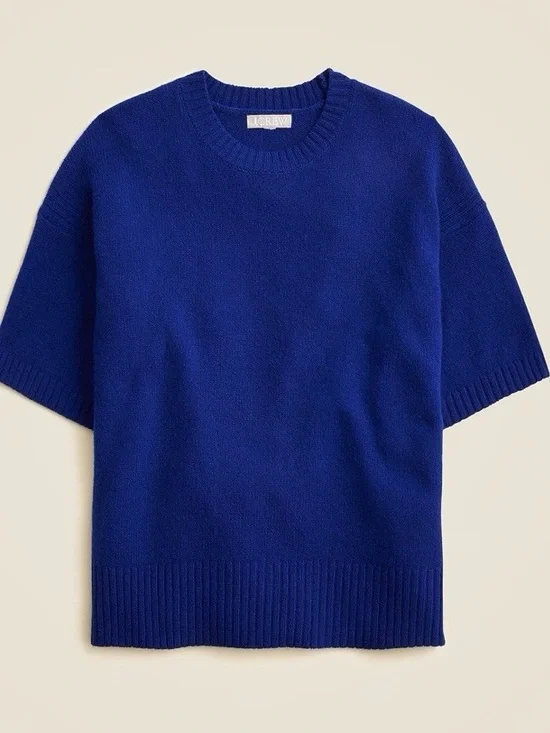 J. Crew Short-Sleeve Crewneck Sweater in Cobalt Blue - Size M
