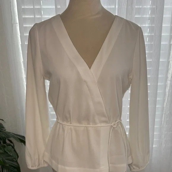 J. Crew Cream V-Neck Wrap Blouse