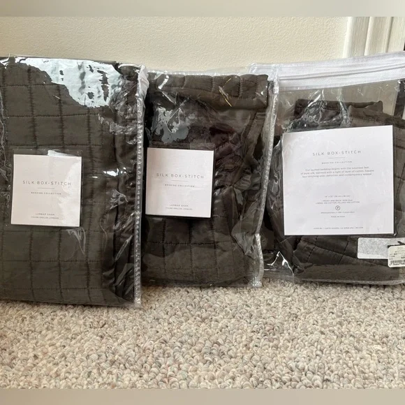 RH Restoration Hardware Silk Box Stitch Lumbar Sham. Brand New color Greystone