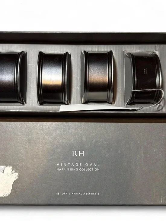 Restoration Hardware Vintage Oval Napkin Rings in Black - Set of 4