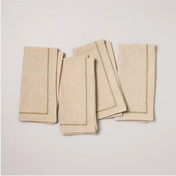 Set of 4 Embroidered Border Cloth Napkins - Hearth & Hand™ with Magnolia