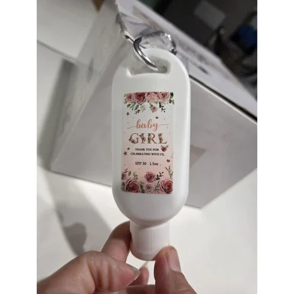 SET OF 24 Baby Shower Favors Baby Girl Gifts SPF30 Bottle WITH CLIP. B18
