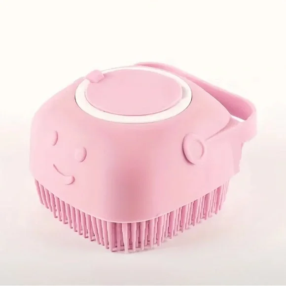 Pink White Pet Silicone Massage Shampoo Brush