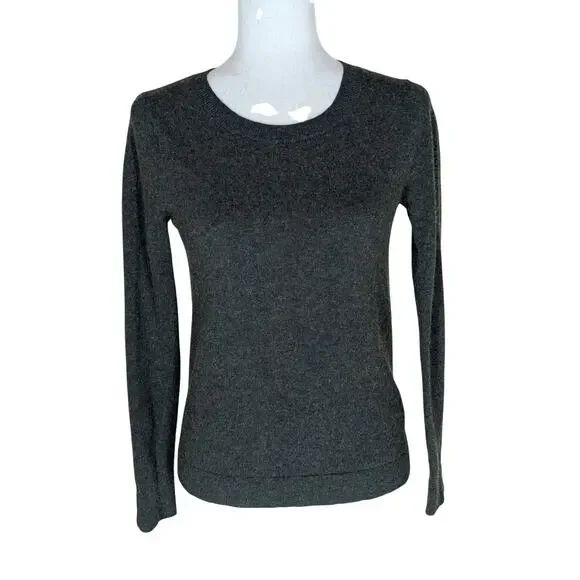 J.CREW Sweater Women XS Olive Green Heather Teddie Pullover Cotton Merino Wool