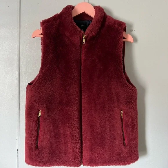 J. Crew Deep Red Fleece Vest