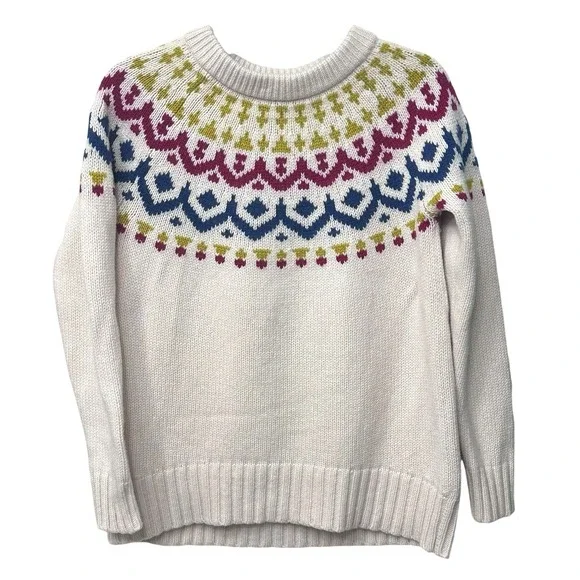 J.‎ Crew Fair Isle Knit Sweater Women's Size S Merino Wool Blend Scandi Minimal
