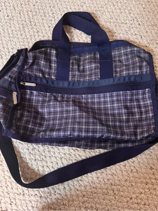 LeSportSac Blue Plaid Duffel Bag - Casual Travel Carryall